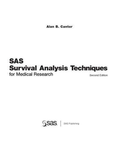Sas Survival Analysis Techniques For Medical Research Alan B Cantor