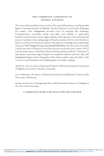 The Cambridge Companion To Thomas Pynchon Inger H Dalsgaard