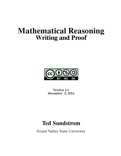 Mathematical Reasoning Writing Proof Ted Sundstrom