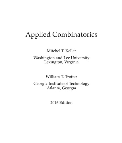 Applied Combinatorics Mitchel T Keller William T Trotter