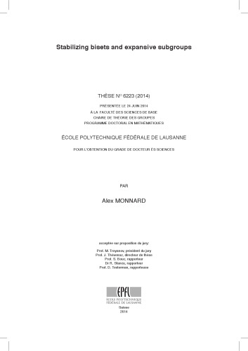 Stabilizing Bisets And Expansive Subgroups Phd Thesis Alex Monnard