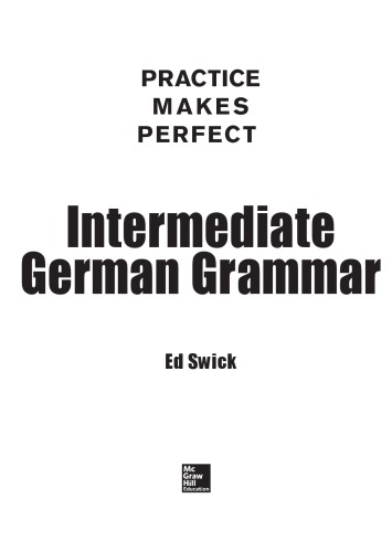 Intermediate German Grammar Ed Swick