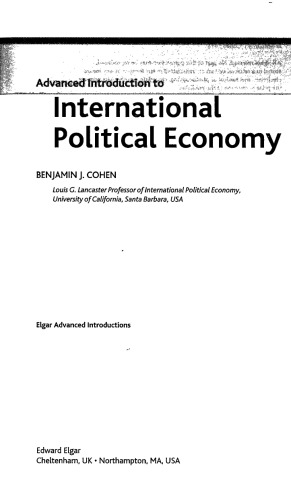 Advanced Introduction To International Political Economy Benjamin J Cohen