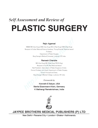 Self Assessment And Review Of Plastic Surgery 1st Edition Rajiv Agarwal Ramesh Chandra