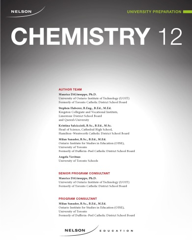 Nelson Chemistry 12 Maurice Digiuseppe Stephen Haberer Kristina Salciccioli