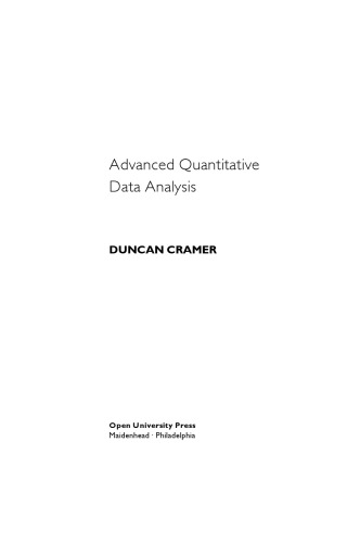 Advanced Quantative Data Analysis Duncan Cramer