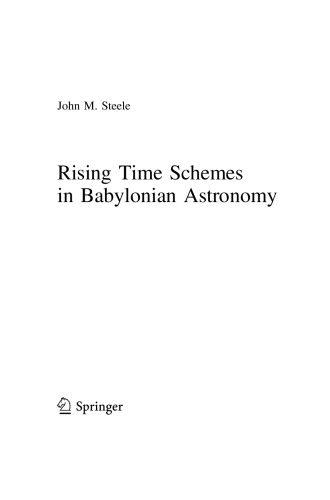 Rising Time Schemes In Babylonian Astronomy John M Steele