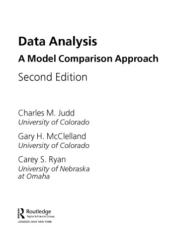 Data Analysis A Model Comparison Approach Charles M Judd Gary H Mcclelland