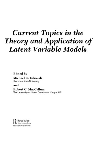 Current Topics In The Theory And Application Of Latent Variable Models Michael C Edwards