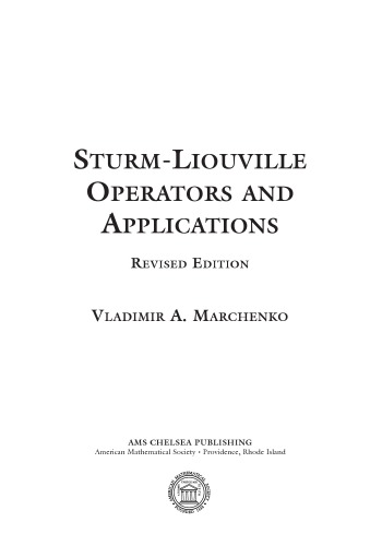 Sturmliouville Operators And Applications Revised Edition Of 1986 Marchenko