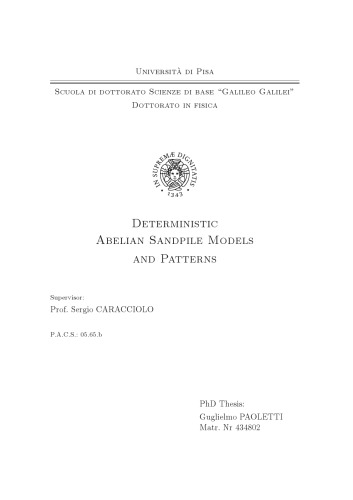 Deterministic Abelian Sandpile Models And Patterns Phd Thesis Guglielmo Paoletti