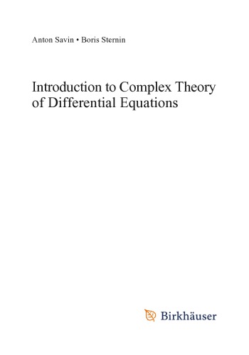 Introduction To Complex Theory Of Differential Equations Anton Savin