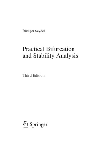 Practical Bifurcation And Stability Analysis 3rd Edition Rdiger Seydel