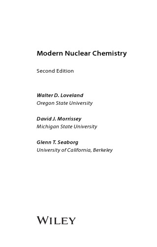 Modern Nuclear Chemistry 2nd Edition Walter D Loveland David J Morrissey