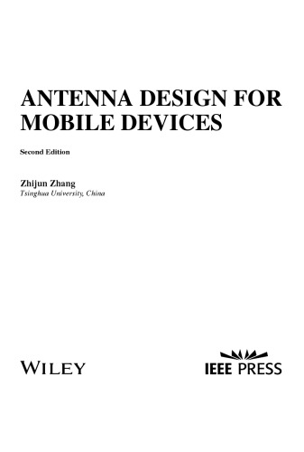 Antenna Design For Mobile Devices 2nd Ed Zhijun Zhang