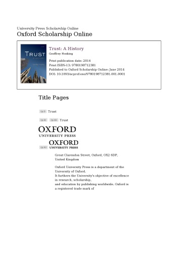 Trust A History Geoffrey Hosking