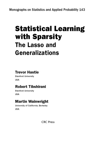 Statistical Learning With Sparsity The Lasso And Generalizations Trevor Hastie