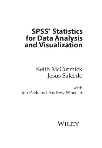 Spss Statistics For Data Analysis And Visualization Keith Mccormick