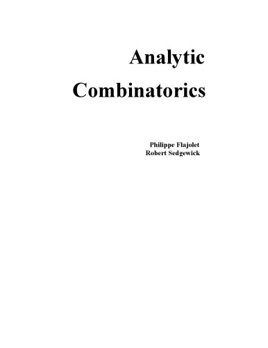 Analytic Combinatorics 1st Edition Philippe Flajolet Robert Sedgewick