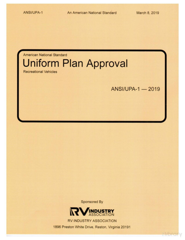 Ansiuap1 2019 Uniform Plan Approval For Recreational Vehicles Rvia Ansi