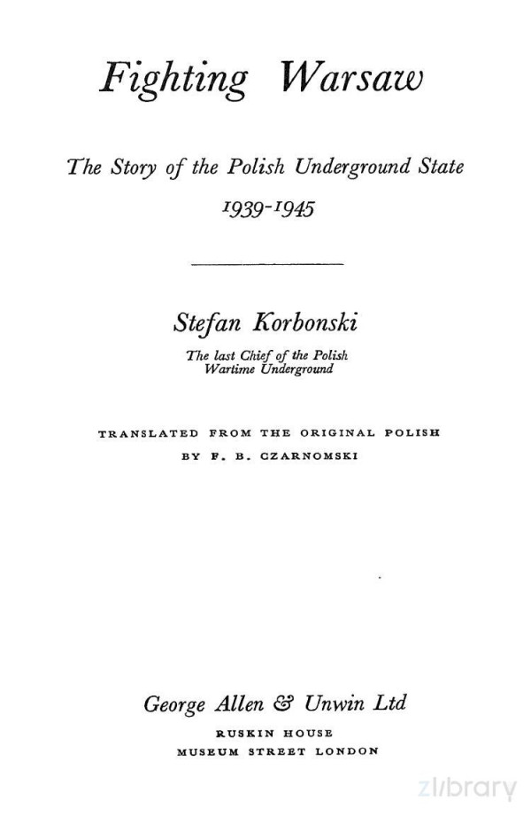 Fighting Warsaw Stefan Korbonski