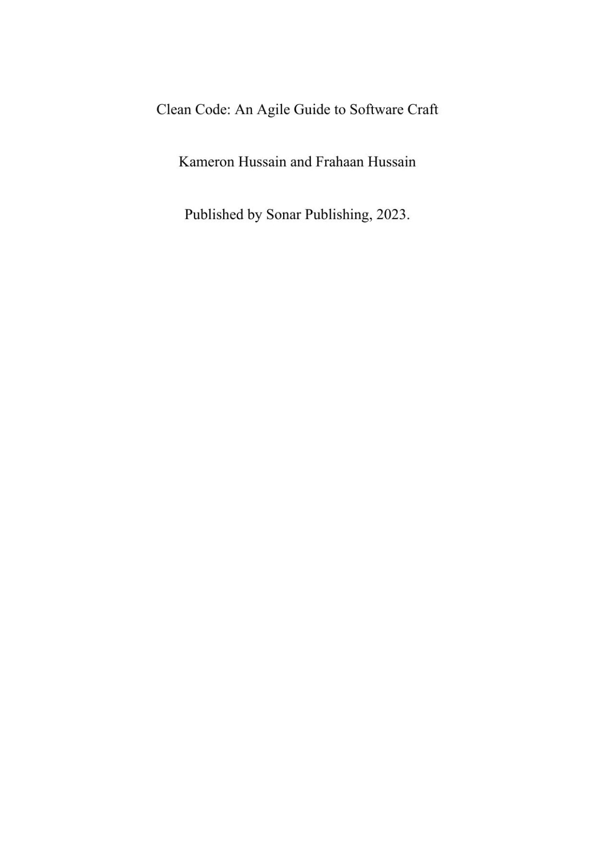 Clean Code An Agile Guide To Software Craft Kameron H