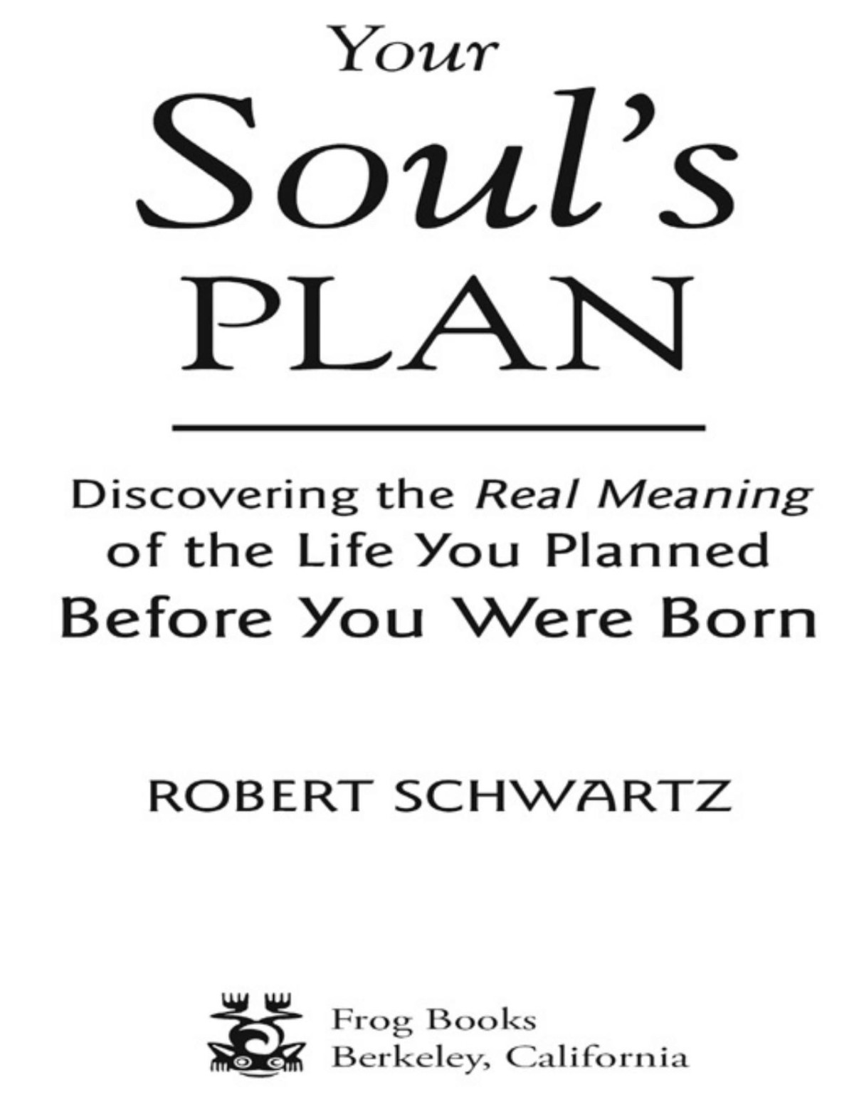 Your Souls Plan Discovering The Real Meaning Of The Life You Planned Before You Were Born Robert Schwartz