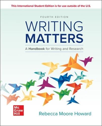 Se Writing Matters A Handbook For Writing And Research Comprehensive Edition With Exercises 4th Edition 4th Edition Howard Professor
