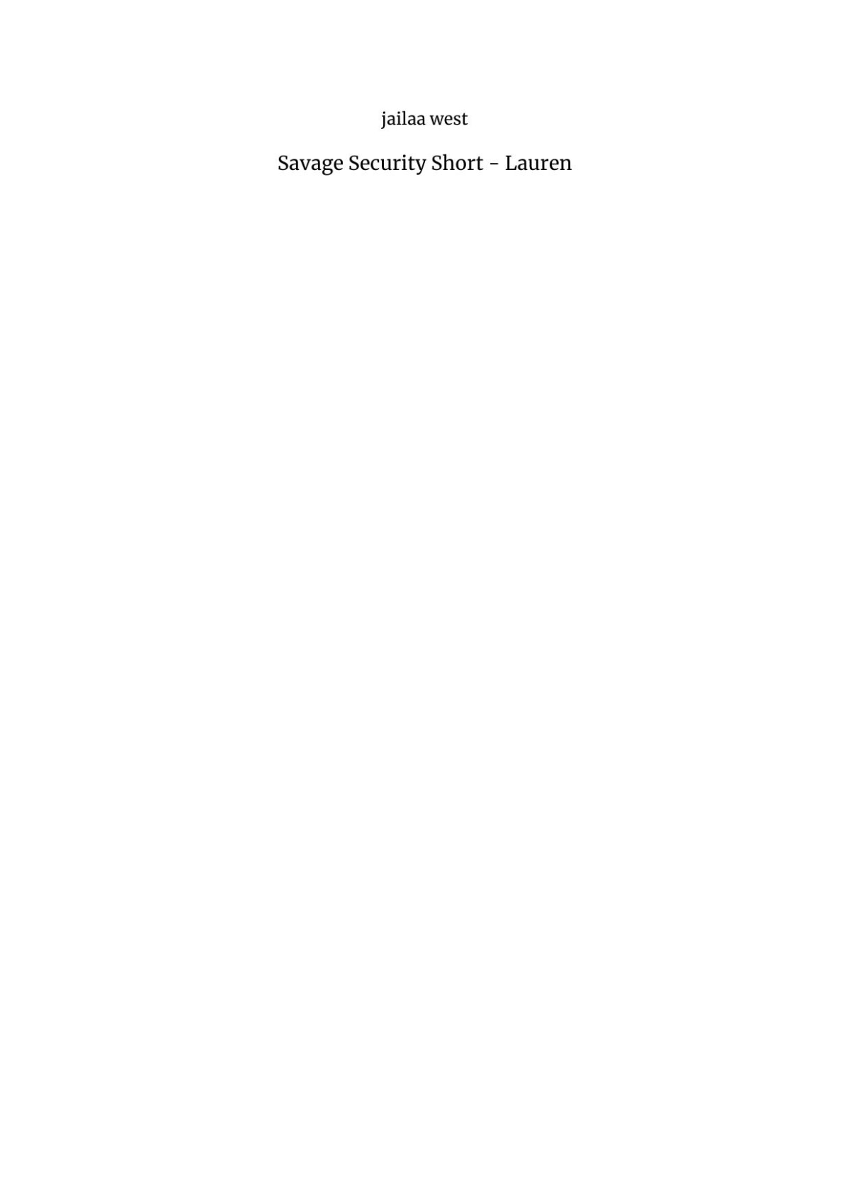 Lauren A Savage Security Instalove Short Romance Jailaa West