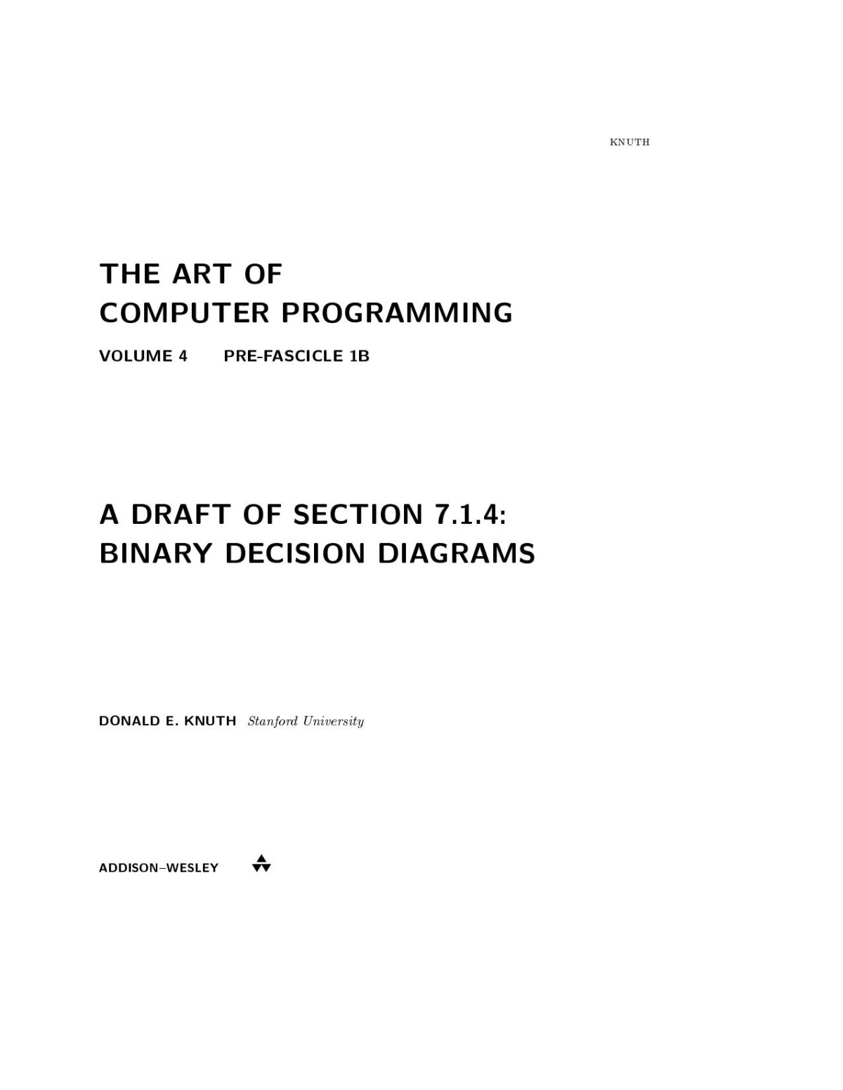 The Art Of Computer Programming Donald E Kmuth