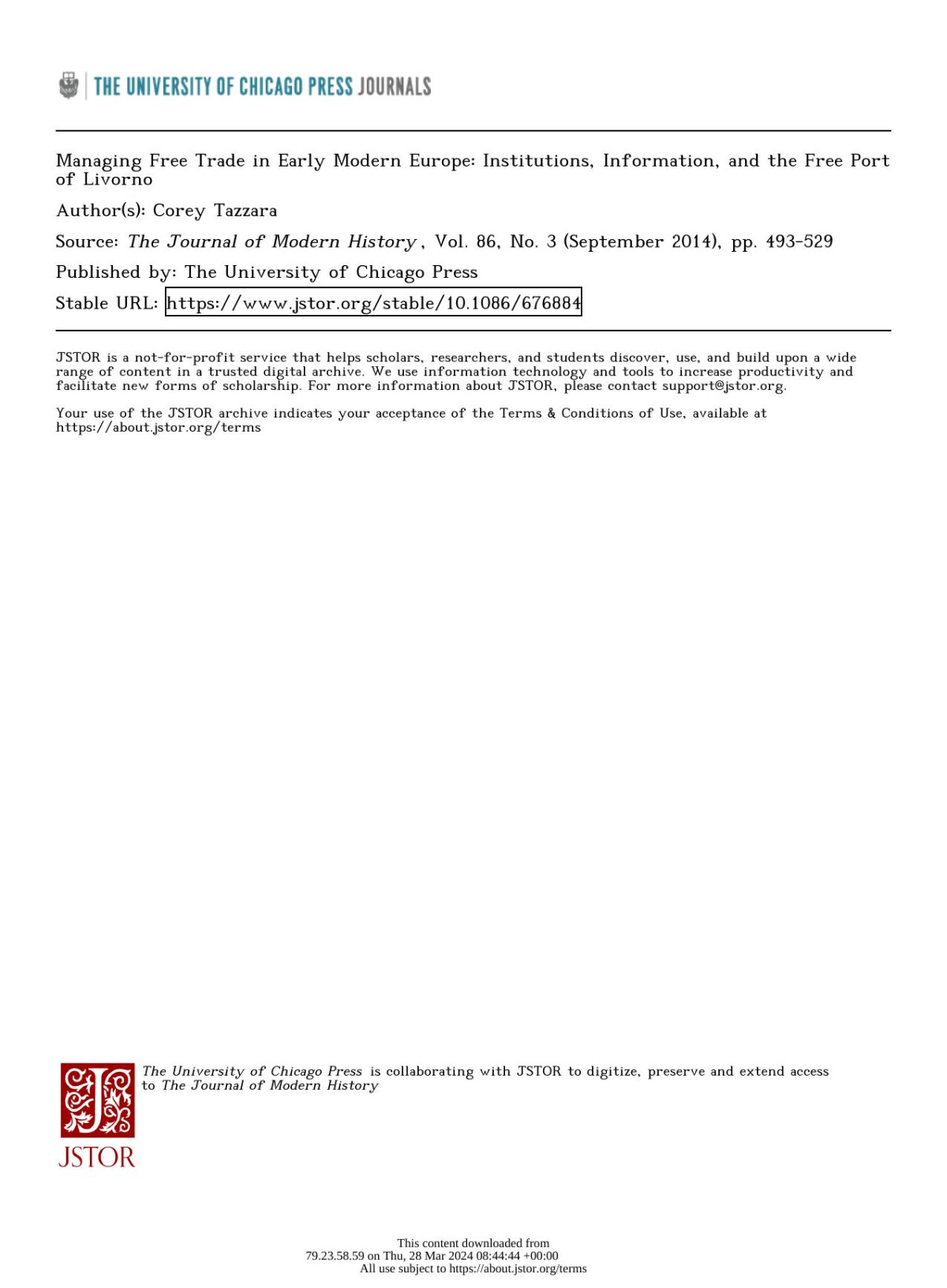 Managing Free Trade In Early Modern Europe Institutions Information And The Free Port Of Livorno Corey Tazzara