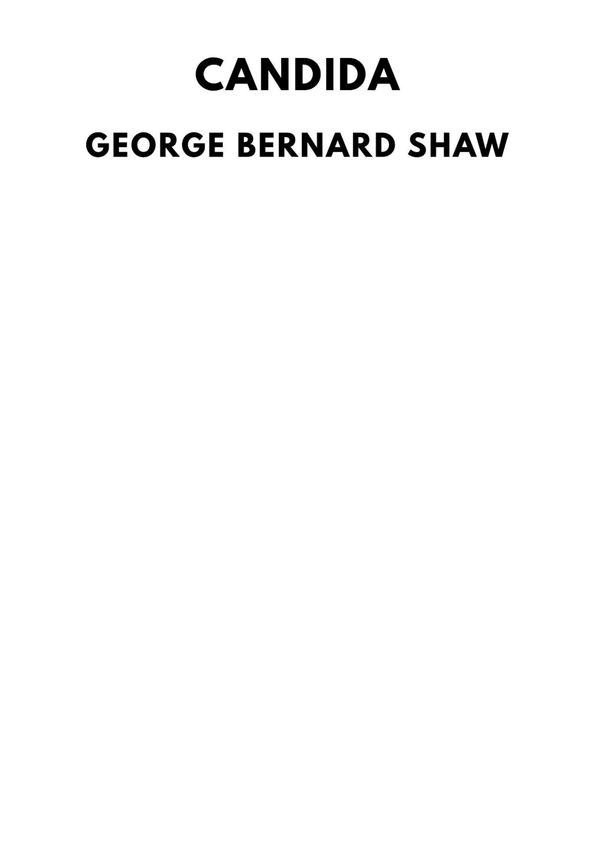 Candida George Bernard Shaw