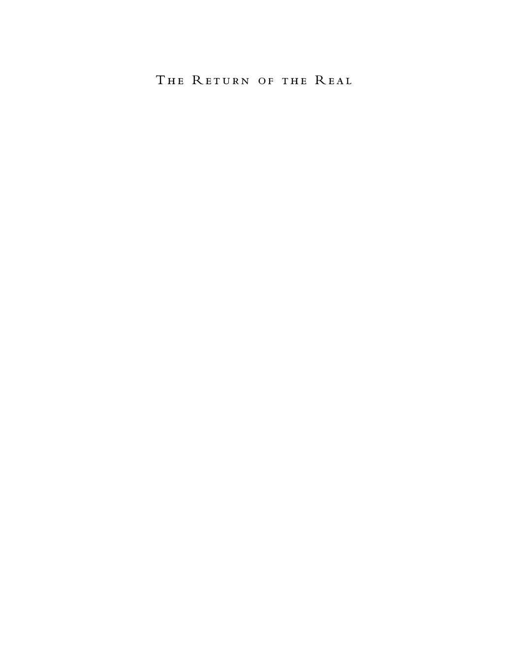 The Return Of The Real The Avantgarde At The End Of The Century Hal Foster