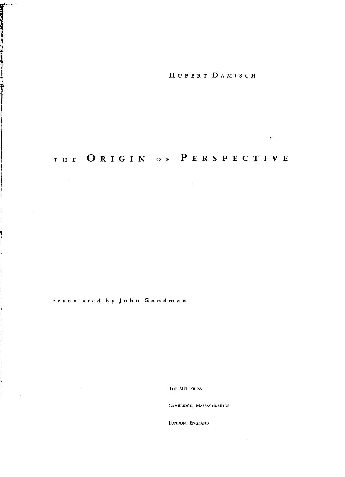 Hubert Damisch John Goodman The Origin Of Perspective