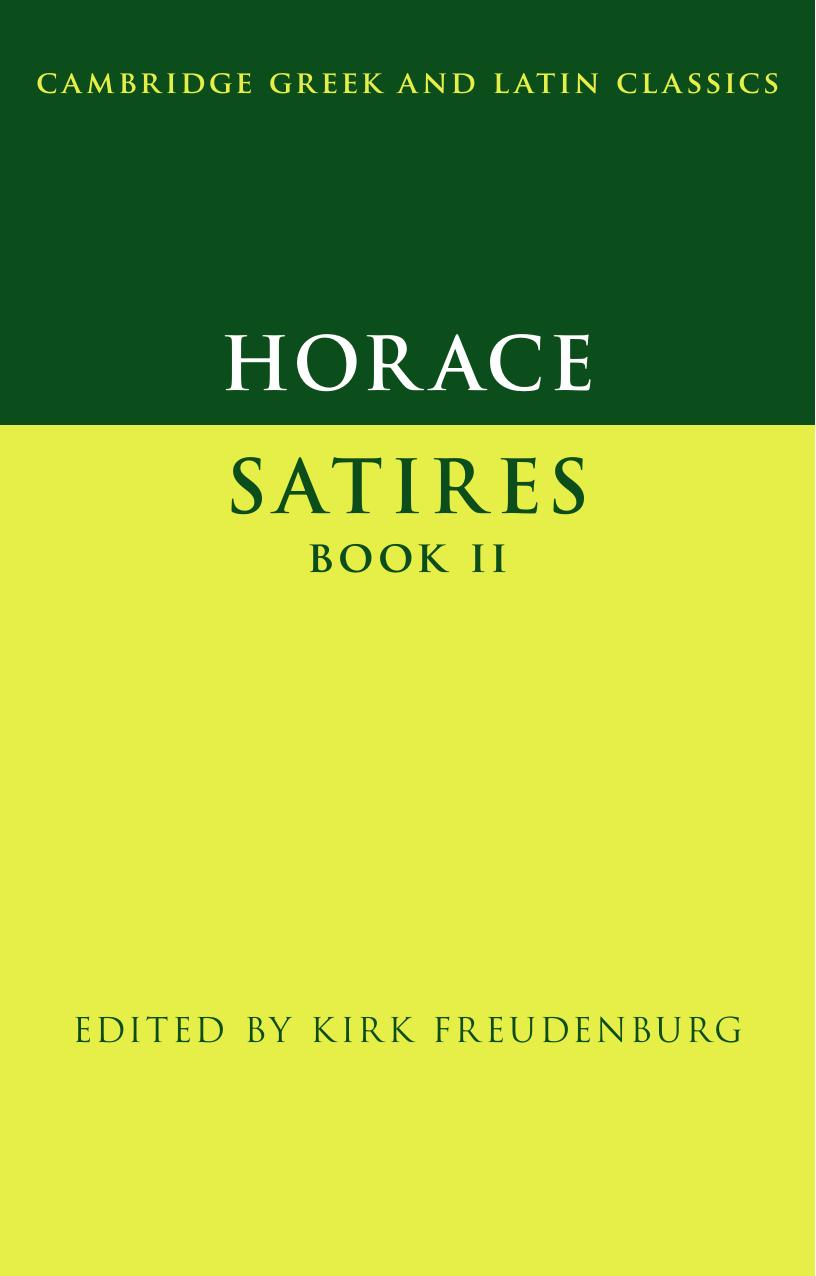 Horace Satires Book Ii Kirk Freudenburg