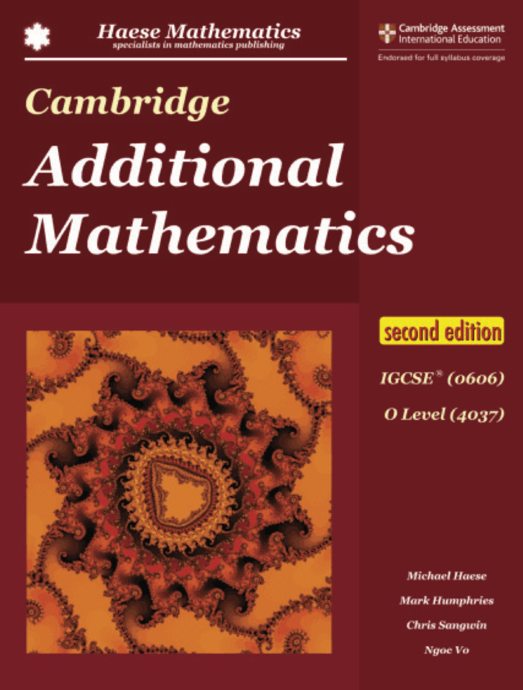 Cambridge Additional Mathematics Igcse 0606 And O Level 4037 2nd Edition 2nd Edition Michael Haese