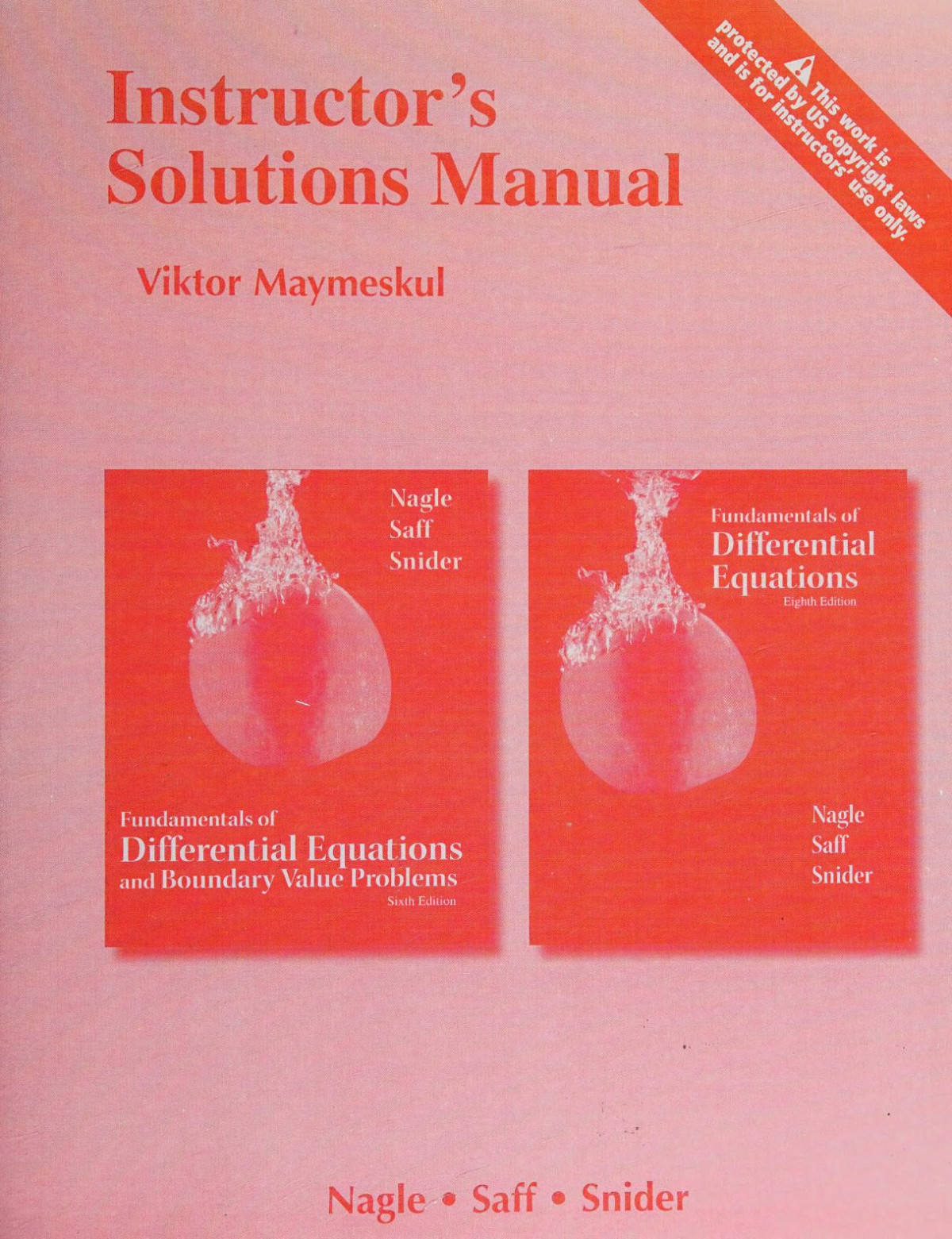 Instructors Solutions Manual For Fundamentals Of Differential Equations 8th Edition And Boundary Value Problems 6th Edition 6th R