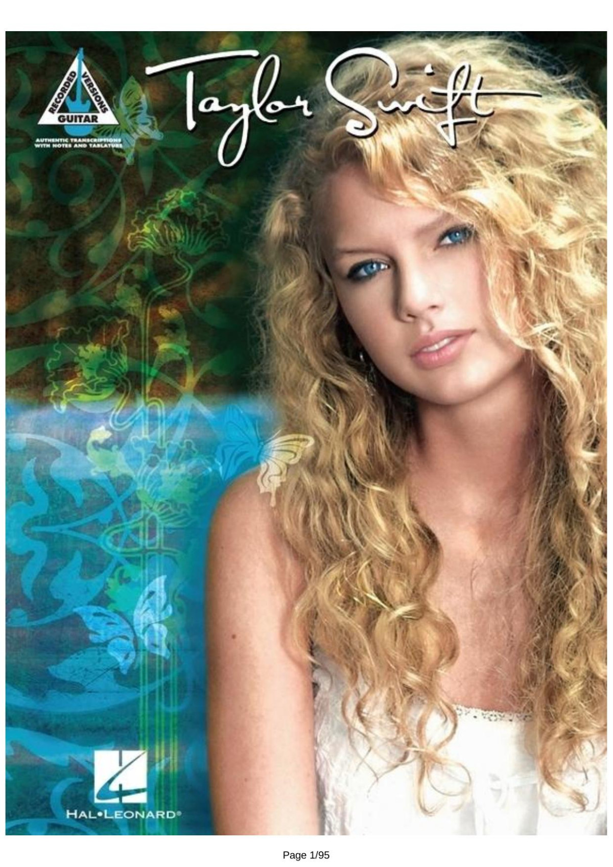 Taylor Swift Songbook Guitar Recorded Versions Taylor Swift