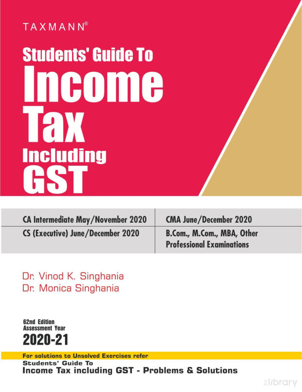 Taxmann Students Guide To Income Tax Including Gst 62nd Vinod K Singhania