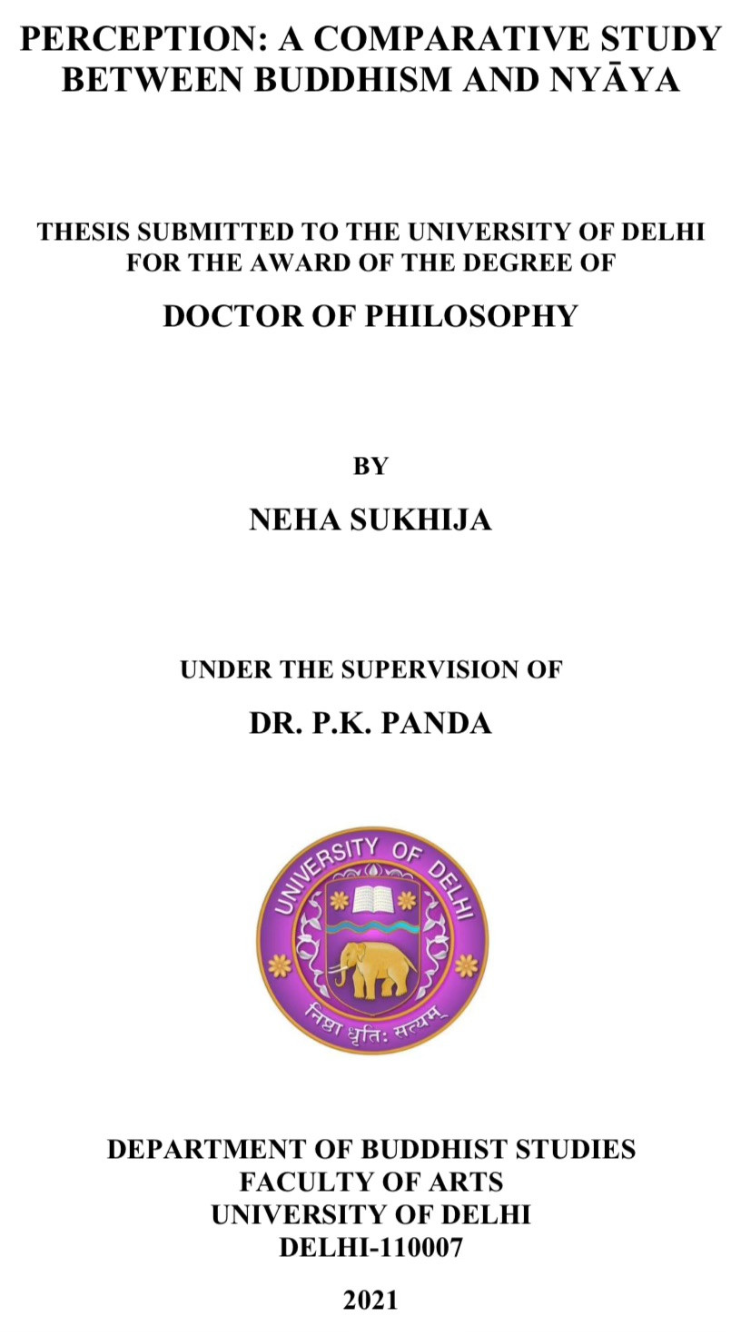 Perception A Comparative Study Between Dinnaga Buddhism Nyya 1st Edition Neha Sukhija