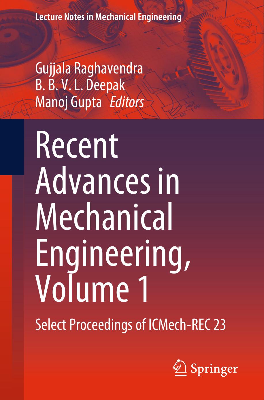 Recent Advances In Mechanical Engineering Volume 1 Gujjala Raghavendra