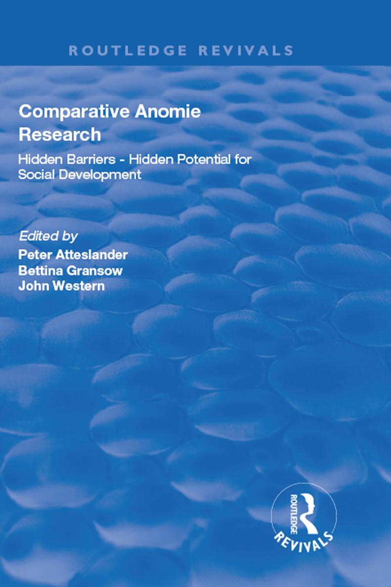 Comparative Anomie Research Peter Atteslander Bettina Gransow