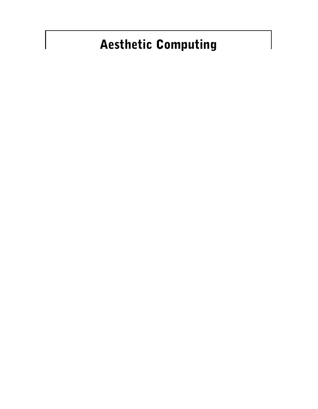 Aesthetic Computing Paul A Fishwick