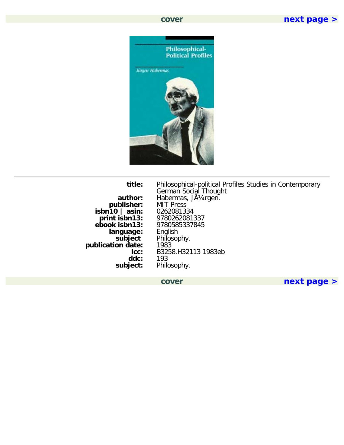 Cover Philosophicalpolitical Profiles