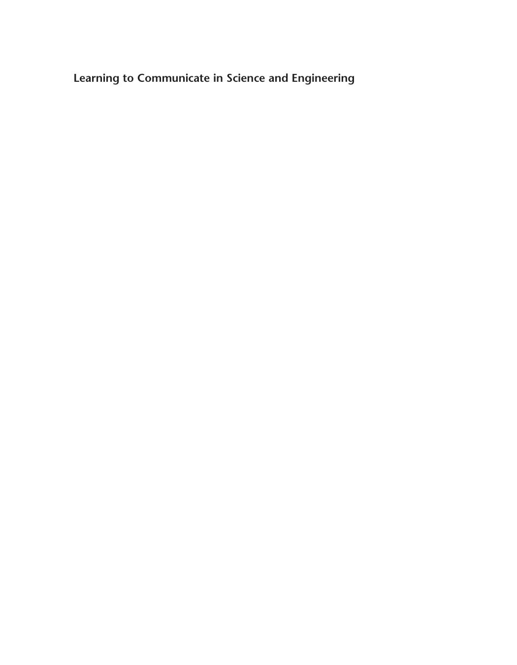 Learning To Communicate In Science And Engineering Case Studies From Mit Mya Poe Neal Lerner Jennifer Craig