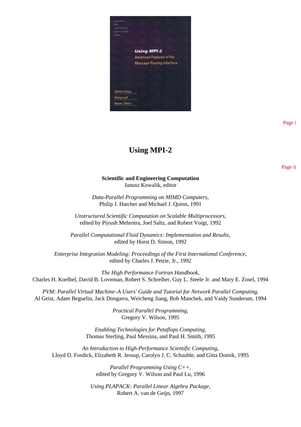 Using Mpi Portable Parallel Programming With The Messagepassing Interface William Gropp Ewing Lusk Anthony Skjellum