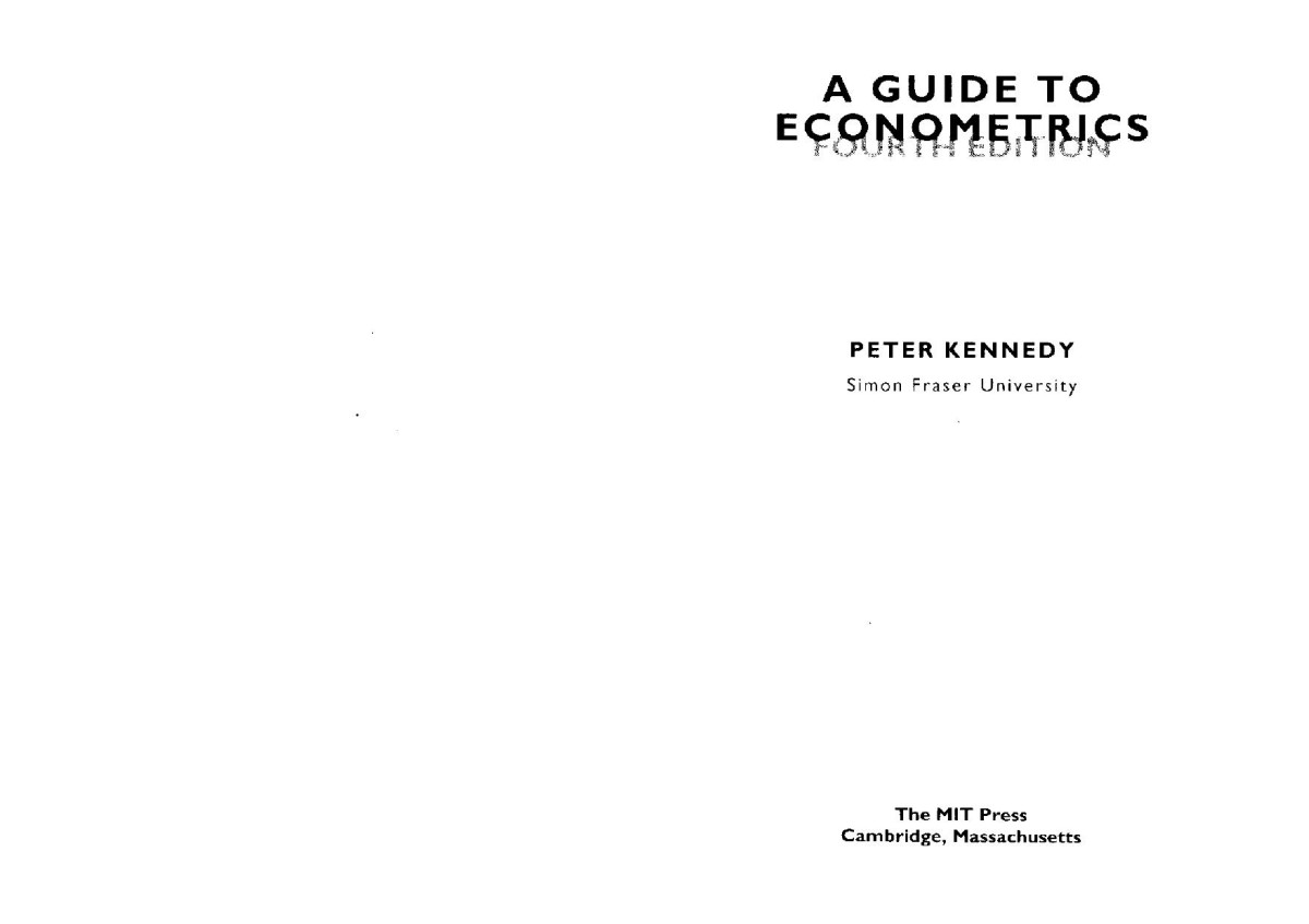 A Guide To Econometrics Peter Kennedy