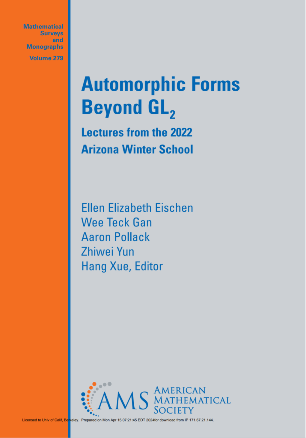 Automorphic Forms Beyond Gl2 Lectures From The 2022 Arizona Winter School Hang Xue
