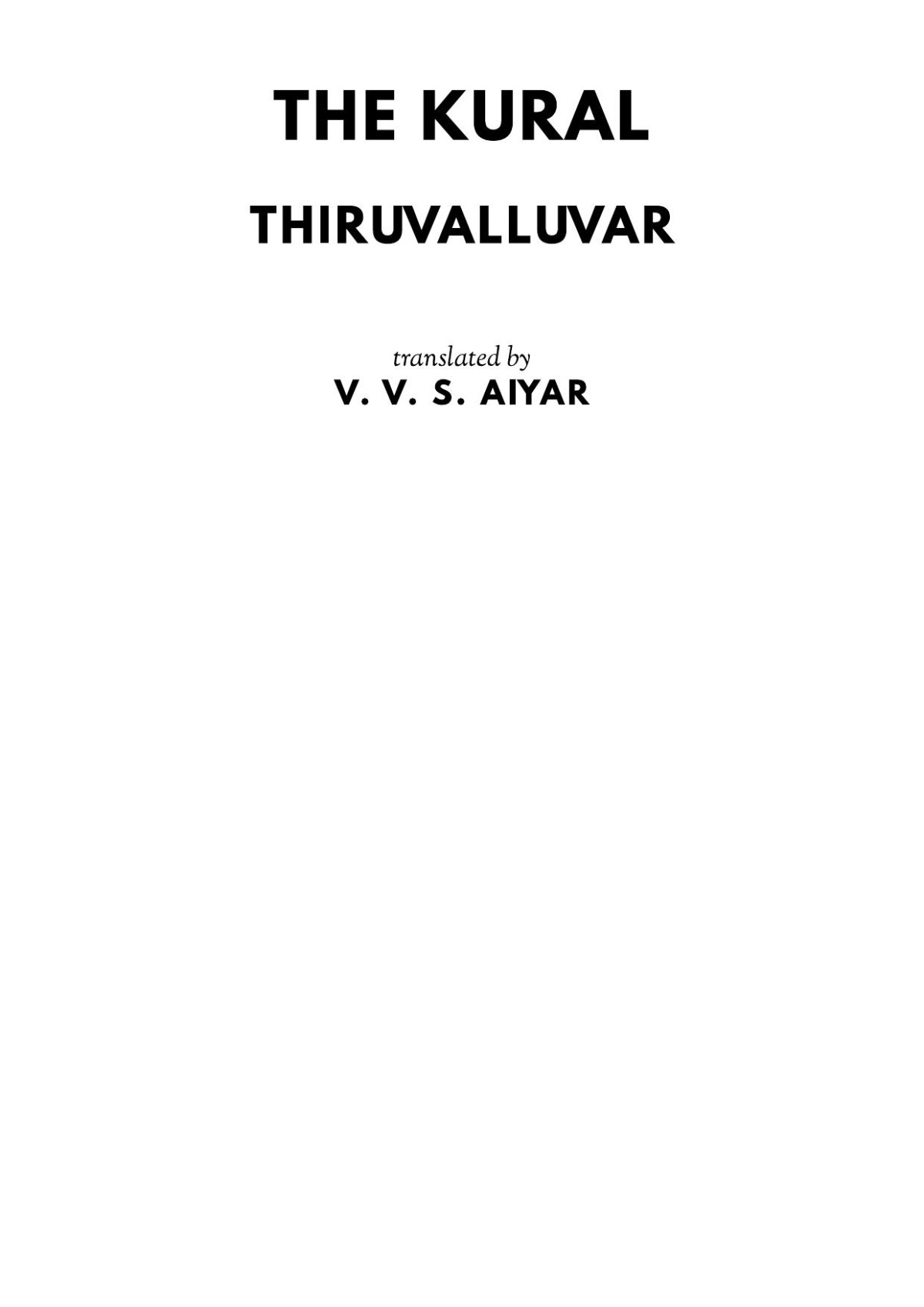 The Kural Or The Maxims Of Thiruvalluvar Thiruvalluvar