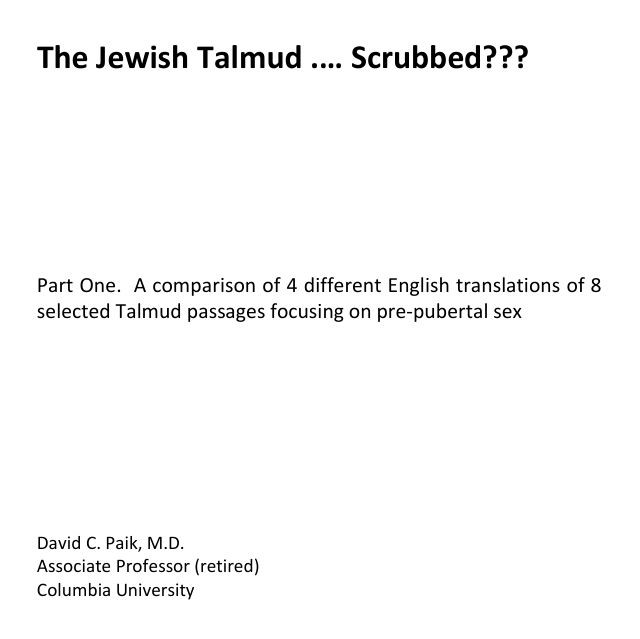 The Jewish Talmud Scrubbed David Paik Md Retired